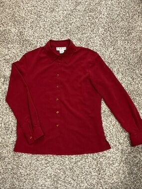 Classic Button-Up Blouse in Deep Wine Red